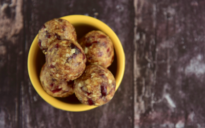 bowl of peanut butter power balls