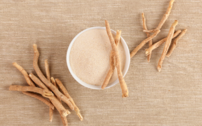 Ashwagandha and pregnancy | Ashwagandha powder in a bowl with roots next to it