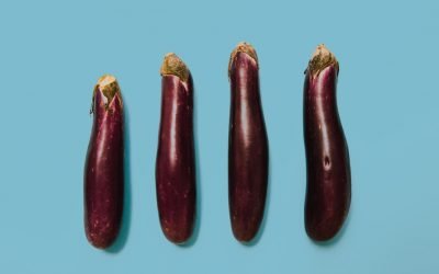 4 eggplants on blue background | eggplants during pregnancy